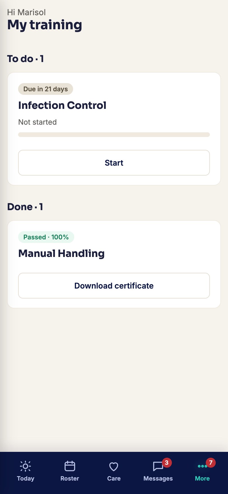 Training to do, on a phone